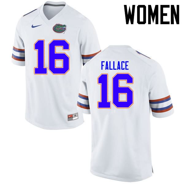 Women's NCAA Florida Gators Brian Fallace #16 Stitched Authentic Nike White College Football Jersey LXG2465MB